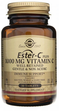 Vignette pour Solgar Ester-c Plus 1000 mg de vitamine C 30 comprimés.