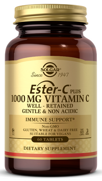 Vignette pour Solgar Ester-c Plus 1000 mg de vitamine C 60 comprimés.