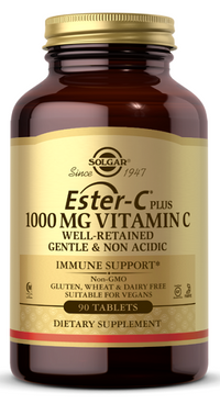 Vignette de Solgar's Ester-c Plus 1000 mg de vitamine C 90 comprimés.