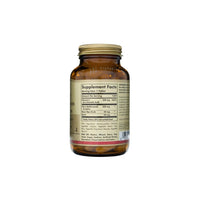 Vignette d'un flacon de Solgar Hy-Bio 100 comprimés (500 mg de vitamine C avec 500 mg de bioflavonoïdes) sur fond blanc.