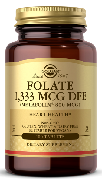 Solgar Folate 1 333 mcg DFE (Metafolina 800 mcg) 100 comprimés defef.
