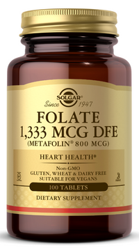 Vignette pour Solgar Folate 1 333 mcg DFE (Metafolina 800 mcg) 100 comprimés defef.