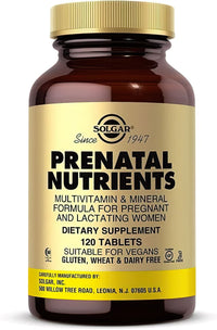 Vignette d'une bouteille de Solgar Prenatal Nutrients 120 Comprimés.