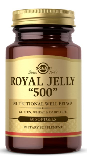 SolgarRoyal Jelly "500" 60 Softgels - stimulant naturel de l'énergie et améliorant l'humeur.
