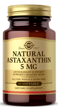 Vignette pour Solgar Natural Astaxanthin 5 mg 30 softgel est un puissant antioxydant qui offre de nombreux avantages en matière de soins de la peau. Chaque portion contient 5 mg de cette astaxanthine puissante, garantissant une efficacité maximale pour promouvoir une peau saine.