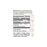 Extrait standardisé de racine de curcuma 400 mg 60 gélules végétales - supplement facts