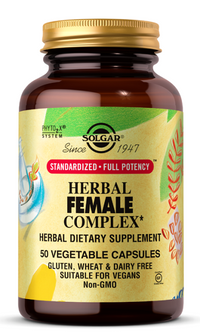 Vignette pour un flacon de Solgar Herbal Female Complex, contenant 50 gélules végétales.