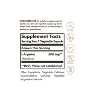 Vignette pour L-Arginine 500 mg 100 vcaps - label