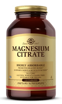 Vignette de Solgar's Citrate de magnésium 200 mg 120 Comprimés supplément à haut pouvoir d'absorption.