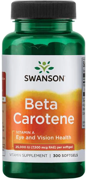 Bêta-Carotène - 25000 UI 300 softgels complément alimentaire de Swanson.