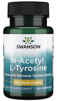 Vignette pour The Swanson N-Acetyl L-Tyrosine - 350 mg 60 gélules est un complément alimentaire qui aide à l'absorption des nutriments, améliore la régulation de l'humeur et la concentration.