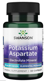 Vignette pour Swanson Aspartate de potassium - 99 mg 90 gélules complément alimentaire gélules contenant de l'aspartate de potassium minéral électrolyte.