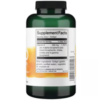 Thumbnail for Swanson's Vitamin E-400 Mixed Tocopherols softgels come in a green bottle, highlighting antioxidant-rich tocopherols and essential supplement details.