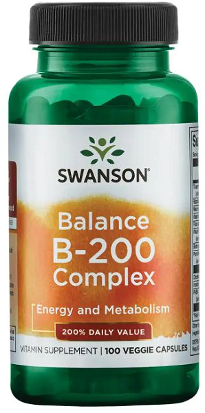 Un flacon de complément alimentaire de Swanson Balance B-200 Complex.