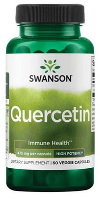 Vignette pour une bouteille de Swanson Quercétine 475 mg 60 vcaps, un antioxydant puissant pour renforcer le système immunitaire et favoriser la santé des vaisseaux sanguins.