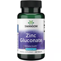 Thumbnail for A bottle of Swanson's Zinc Gluconate 30 mg offers immune support with 250 tablets.