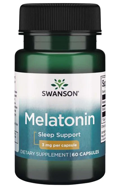 Swanson Mélatonine - 3 mg 60 gélules aide au sommeil.