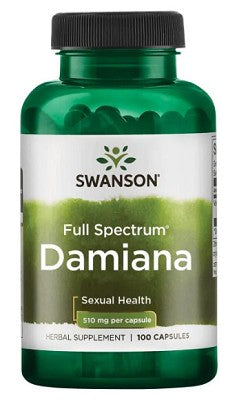 Un flacon de Swanson Damiana - 510 mg 100 gélules.
