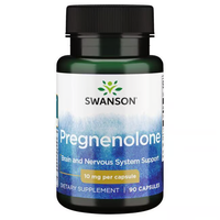 Thumbnail for Swanson's Pregnenolone 10 mg dietary supplement provides neurosteroid support for the brain and nervous system, featuring 90 capsules per bottle.