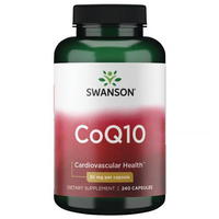 Thumbnail for A bottle of Swanson's Coenzyme Q10 dietary supplement contains 240 capsules, each providing 30 mg to support cardiovascular health and energy production.