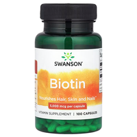 Thumbnail for Swanson Biotin 5000 mcg 100 Capsules: green bottle, vitamin B7 for hair, skin, and nails.