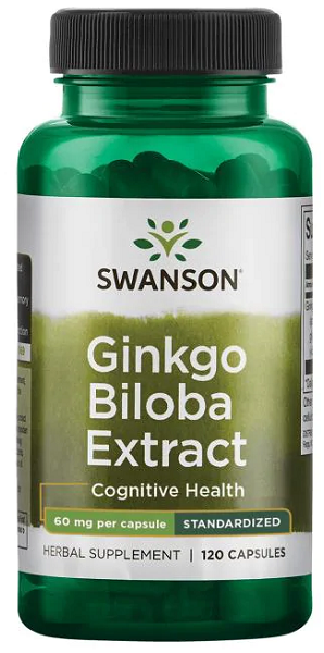 Swanson Extrait de Ginkgo Biloba 24% - 60 mg 120 gélules.