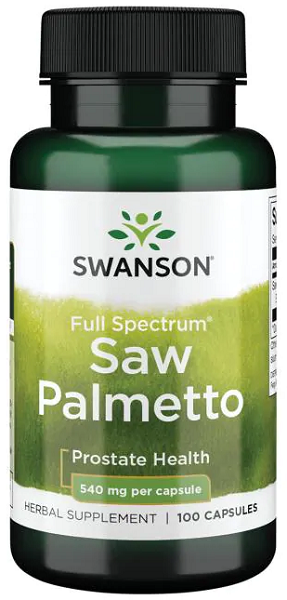 Supplément de soutien de la prostate contenant Swanson's Saw Palmetto - 540 mg 100 gélules.