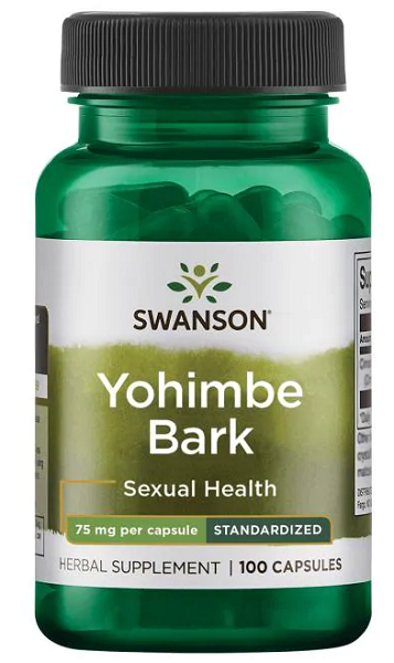 Enhance your sexual health and boost your libido with Swanson's Yohimbe Bark - 75 mg 100 capsules.