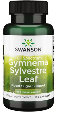 Vignette d'un flacon de Swanson Gymnema Sylvestre Leaf - 400 mg 100 gélules.