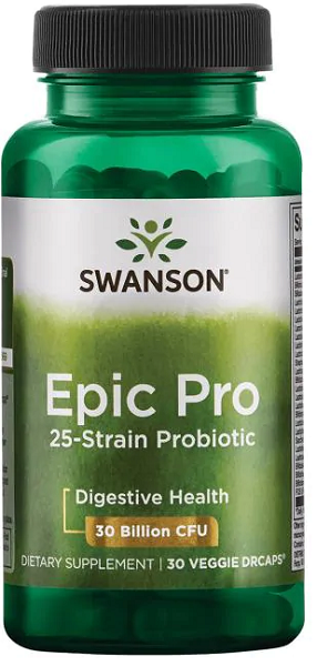 Swanson Epic Pro Probiotique à 25 souches - 30 gélules végétales.