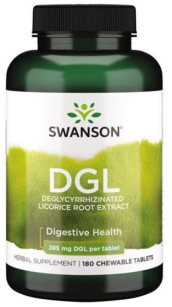 Swanson DGL Deglycyrrhizinated Licorice 385 mg 180 comprimés à croquer.