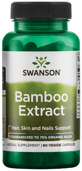 Un flacon de complément alimentaire de Swanson Extrait de Bambou - 300 mg 60 gélules végé.