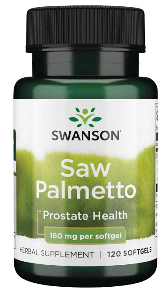 Swanson Saw Palmetto - 160 mg 120 capsules molles, pour la santé des voies urinaires et de la prostate.