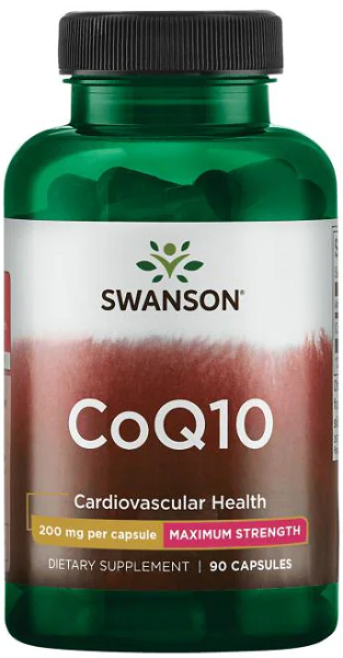 Une bouteille de Swanson Coenzyme Q10 - 200 mg 90 gélules.