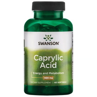 Thumbnail for Explore the benefits of Swanson Caprylic Acid 600 mg with 60 softgels in a green bottle. These MCT-rich capsules support energy and metabolism, known for their antifungal properties, to keep you energized and healthy.