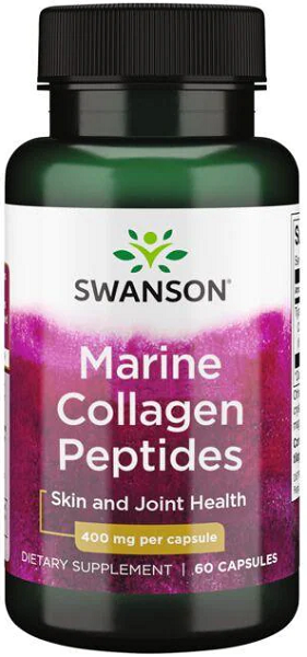 Swanson Collagène marin - 400 mg 60 gélules, pour la santé de la peau et des articulations.