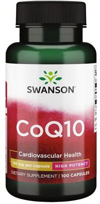 Vignette d'un flacon de Swanson Coenzyme Q1O - 120 mg 100 gélules.