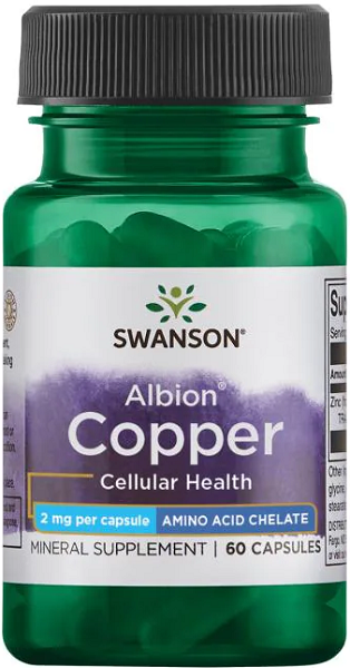Swanson Cuivre - 2 mg 60 gélules Albion Chelated cellular health 60 gélules.
