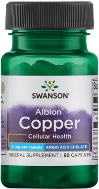 Vignette pour Swanson Cuivre - 2 mg 60 gélules Albion Chelated cellular health 60 gélules.