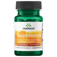 Thumbnail for Swanson's Tocotrienols - From Annatto offers antioxidant support with 60 green softgels at 50 mg each, aiming to naturally maintain healthy cholesterol levels.