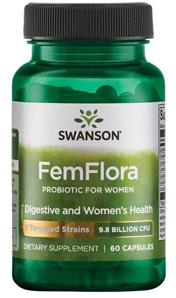 Une bouteille de Swanson's FemFlora Probiotic for Women - 60 gélules.