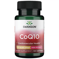 Thumbnail for Swanson's CoQ10 100 mg High Potency supplement, known for its antioxidant benefits, supports cardiovascular and heart health and comes in a bottle containing 100 softgels.