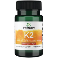 Thumbnail for Discover the benefits of Swanson Vitamin K2 - MK-7, sourced from natto. Each bottle contains 30 softgels, delivering 100 mcg per dose to support bone and cardiovascular health and help combat osteoporosis effectively.