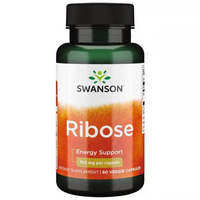 Thumbnail for Swanson Ribose dietary supplement offers energy support with each capsule containing 750 mg of Bioenergy Ribose, designed to enhance energy production. Each bottle includes 60 veggie capsules.