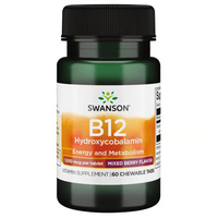 Thumbnail for Swanson's Vitamin B-12 1000 mcg, 60 chewable tablets, offers mixed berry flavor for energy production and metabolism support.