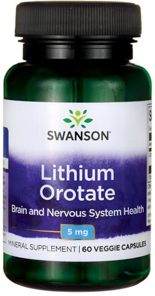 Swanson Orotate de lithium - 5 mg 60 gélules végétales.