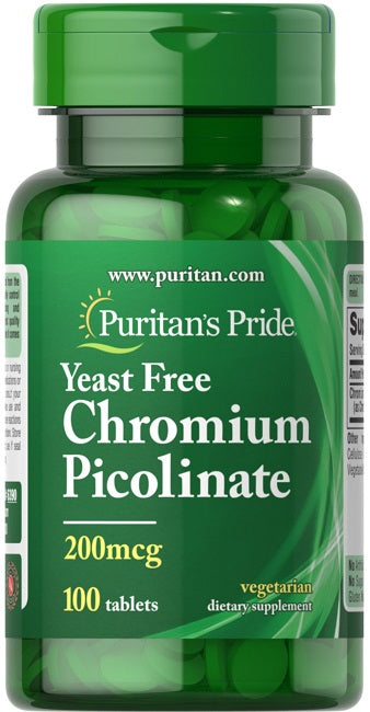 Puritan's Pride Picolinate de chrome 200 mcg sans levure 100 comprimés.