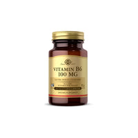 Thumbnail for A bottle of Solgar Vitamin B6 100 mg 100 vegetable capsules with 100mg of Pyridoxine.