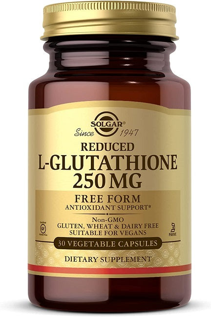 Reduced L-Glutathione 250 mg 30 Vegetable Capsules by Solgar est un puissant antioxydant qui contient des acides aminés. Chaque portion fournit 250 mg de ce nutriment essentiel.