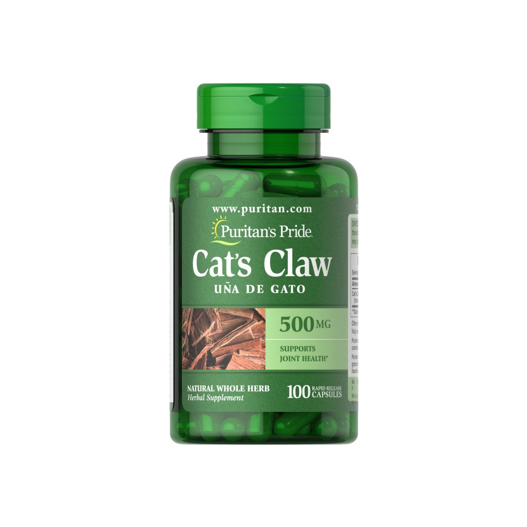 Un flacon de Puritan's Pride Cats Claw - 500 mg 100 gélules.